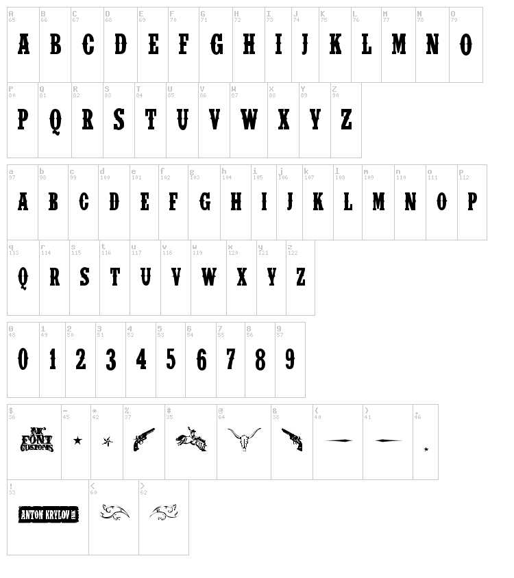 IFC Insane Rodeo font map